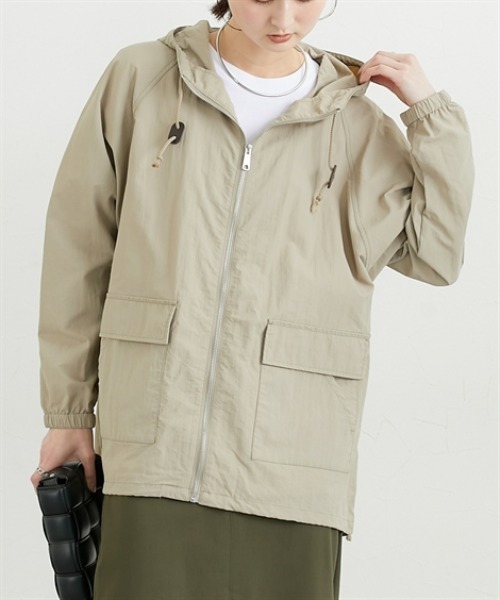 nissen（ニッセン）の「【花粉が付きにくい・はっ水・ＵＶカット】ワッシャー生地マウンテンパーカー（カバーオール・レディース・ベージュ/アイボリー/カーキ・L/LL/M）」の9枚目の写真
