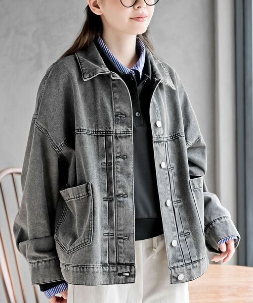 rps（アールピーエス）の「デニムＢＩＧカバーオール（デニムジャケット・レディース・ブラック/ブルー・フリー）」の3枚目の写真