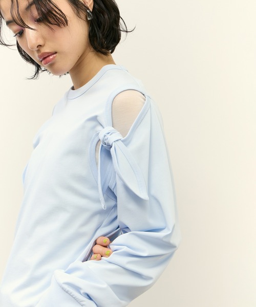 ADAM ET ROPE'（アダムエロペ）の「2WAYノットプルオーバー（Tシャツ/カットソー・レディース・ダークブラウン/ホワイト/サックスブルー・FREE）」の5枚目の写真