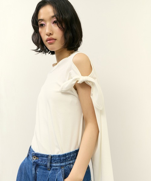 ADAM ET ROPE'（アダムエロペ）の「2WAYノットプルオーバー（Tシャツ/カットソー・レディース・ダークブラウン/ホワイト/サックスブルー・FREE）」の8枚目の写真