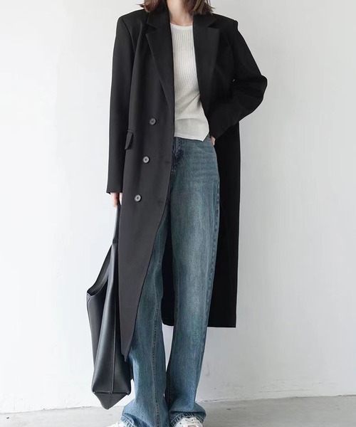 &soiree(アンドソワレ)の「ビックシルエットダブルボタントレンチコート(トレンチコート・レディース・グレー/ブラック/ブラウン/ベージュ・X-LARGE/LARGE/MEDIUM/SMALL)」の1枚目の写真