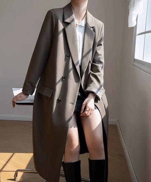 &soiree(アンドソワレ)の「ビックシルエットダブルボタントレンチコート(トレンチコート・レディース・グレー/ブラック/ブラウン/ベージュ・X-LARGE/LARGE/MEDIUM/SMALL)」の8枚目の写真
