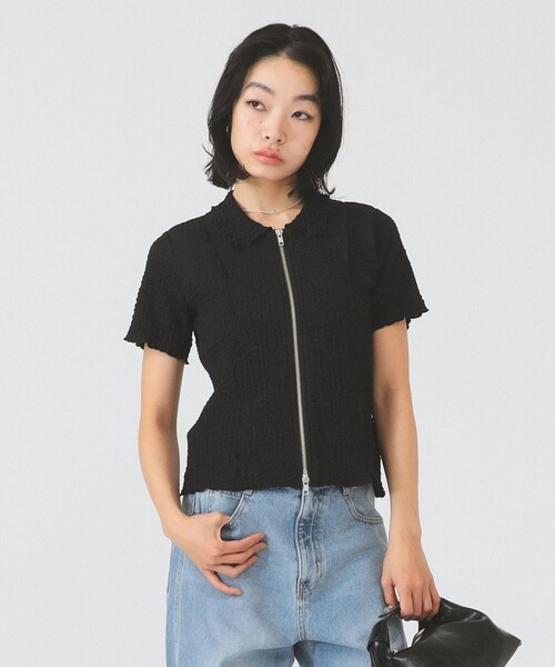 Ray BEAMS(レイビームス)の「リブ ジップ ポロ カーディガン(カーディガン/ボレロ・レディース・ブラック/オフホワイト/レッド・ONE SIZE)」の15枚目の写真