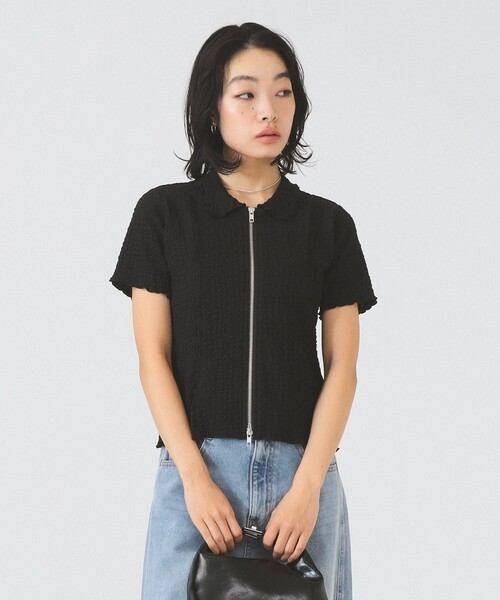 Ray BEAMS(レイビームス)の「リブ ジップ ポロ カーディガン(カーディガン/ボレロ・レディース・ブラック/オフホワイト/レッド・ONE SIZE)」の16枚目の写真