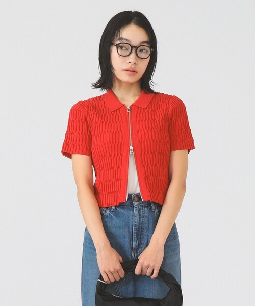 Ray BEAMS(レイビームス)の「リブ ジップ ポロ カーディガン(カーディガン/ボレロ・レディース・ブラック/オフホワイト/レッド・ONE SIZE)」の20枚目の写真