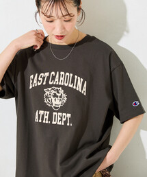 限定展開 Champion × FREAK'S STORE/チャンピオン 別注 フロッキープリント ロゴ 半袖Tシャツ
