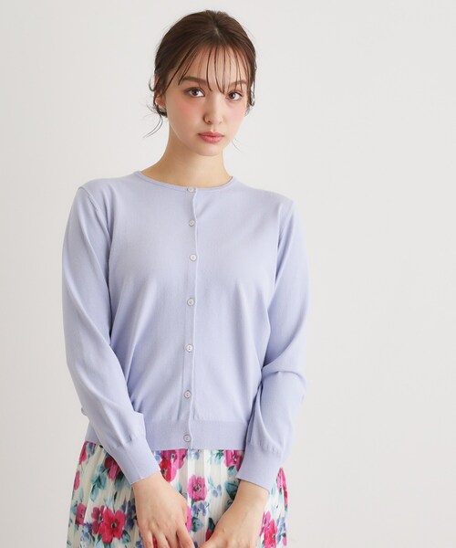 LAURA ASHLEY（ローラアシュレイ）の「【洗える／同素材アイテムあり】ソフトタッチ ニットカーディガン（カーディガン/ボレロ・レディース・オフホワイト/サックスブルー・38/40）」の7枚目の写真