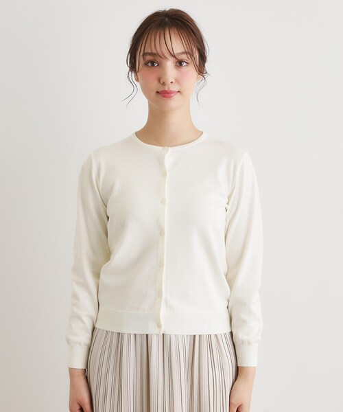 LAURA ASHLEY（ローラアシュレイ）の「【洗える／同素材アイテムあり】ソフトタッチ ニットカーディガン（カーディガン/ボレロ・レディース・オフホワイト/サックスブルー・38/40）」の11枚目の写真