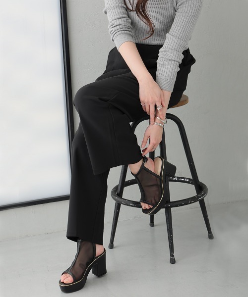 DEMETER(デメテル)の「厚底 プラットフォーム アンクルストラップ チュールサンダル(サンダル・レディース・ベージュ/ブラック・M/S/LL/L)」の7枚目の写真