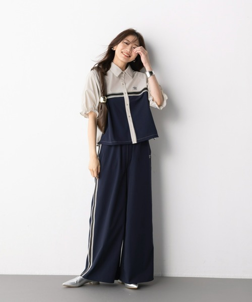 UMBRO(アンブロ)の「【UMBRO】ラインナイロンワイドパンツ (アンブロ/umbro/UNDOVEオリジナル/UNDOVE限定/ワンポイント刺繍/ラインパンツ/限定展開/防シワ/はっ水/UV/ストレッチ/接触冷感/洗濯機OK)(その他パンツ・レディース・ネイビー・SMALL/MEDIUM/LARGE/X-LARGE)」の7枚目の写真