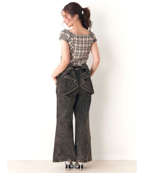 CALNAMUR(カルナムール)の「オーバーダイバックリボンデニムパンツ(デニムパンツ・レディース・ブラック/ブルー・X-SMALL/SMALL/MEDIUM)」の7枚目の写真