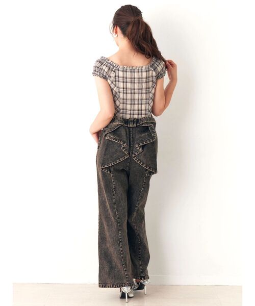 CALNAMUR(カルナムール)の「オーバーダイバックリボンデニムパンツ(デニムパンツ・レディース・ブラック/ブルー・X-SMALL/SMALL/MEDIUM)」の8枚目の写真