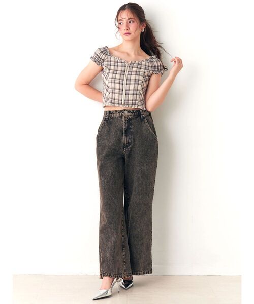 CALNAMUR(カルナムール)の「オーバーダイバックリボンデニムパンツ(デニムパンツ・レディース・ブラック/ブルー・X-SMALL/SMALL/MEDIUM)」の9枚目の写真