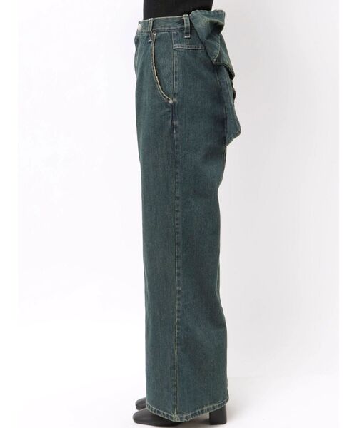 CALNAMUR(カルナムール)の「オーバーダイバックリボンデニムパンツ(デニムパンツ・レディース・ブラック/ブルー・X-SMALL/SMALL/MEDIUM)」の11枚目の写真