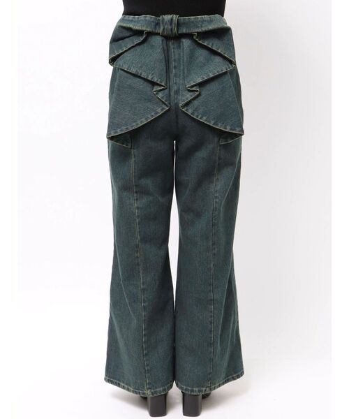 CALNAMUR(カルナムール)の「オーバーダイバックリボンデニムパンツ(デニムパンツ・レディース・ブラック/ブルー・X-SMALL/SMALL/MEDIUM)」の12枚目の写真