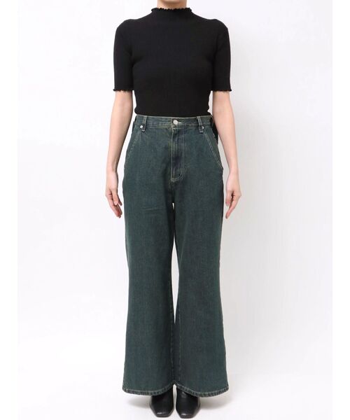 CALNAMUR（カルナムール）の「オーバーダイバックリボンデニムパンツ（デニムパンツ・レディース・ブラック/ブルー・X-SMALL/SMALL/MEDIUM）」の6枚目の写真