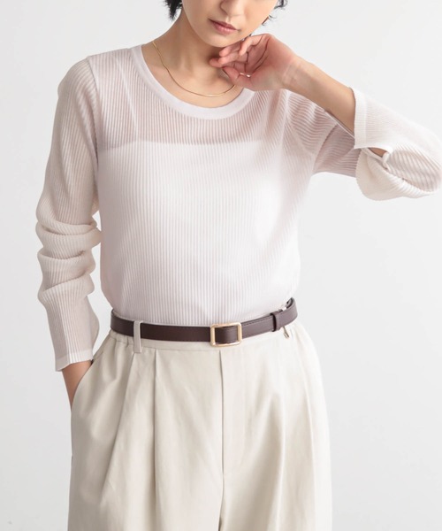 for/c(フォーシー)の「シアープリーツL/Sトップス【サスティナブル】(ニット/セーター・レディース・ピンク/オフホワイト/チャコールグレー/ブラック・M/L)」の4枚目の写真