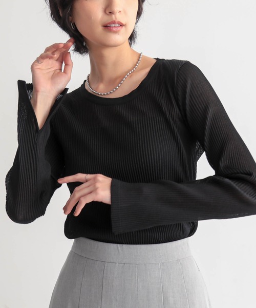 for/c(フォーシー)の「シアープリーツL/Sトップス【サスティナブル】(ニット/セーター・レディース・ピンク/オフホワイト/チャコールグレー/ブラック・M/L)」の5枚目の写真