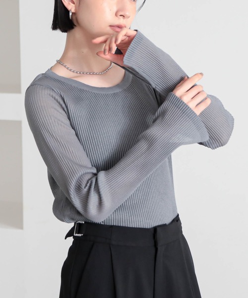 for/c(フォーシー)の「シアープリーツL/Sトップス【サスティナブル】(ニット/セーター・レディース・ピンク/オフホワイト/チャコールグレー/ブラック・M/L)」の20枚目の写真