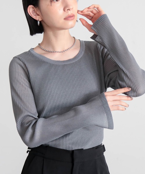 for/c(フォーシー)の「シアープリーツL/Sトップス【サスティナブル】(ニット/セーター・レディース・ピンク/オフホワイト/チャコールグレー/ブラック・M/L)」の21枚目の写真