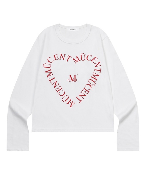 MUCENT（ムセント）の「ハートレタリング長袖Tシャツ（2カラー）（Tシャツ/カットソー・レディース・ホワイト/ブラック・FREE）」の2枚目の写真