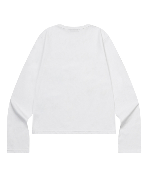MUCENT（ムセント）の「ハートレタリング長袖Tシャツ（2カラー）（Tシャツ/カットソー・レディース・ホワイト/ブラック・FREE）」の3枚目の写真