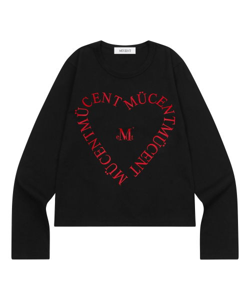 MUCENT（ムセント）の「ハートレタリング長袖Tシャツ（2カラー）（Tシャツ/カットソー・レディース・ホワイト/ブラック・FREE）」の6枚目の写真