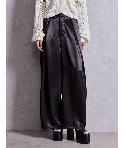 GYDA（ジェイダ）の「サテンタックワイドパンツ（スラックス・レディース・ブラック/アイボリー・FREE）」の13枚目の写真