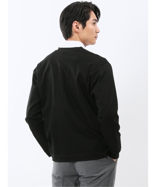 TAKA-Q（タカキュー）の「【ストレッチ 接触冷感 抗菌防臭 UVカット】タカキュー シルケットスムス Vネック カーディガン（カーディガン/ボレロ・メンズ・ブラック/ライトグレー・MEDIUM/LARGE/X-LARGE）」の5枚目の写真