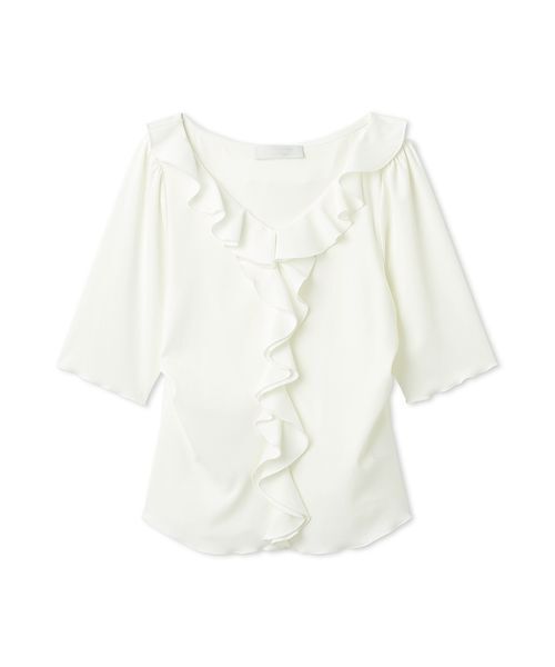 CELFORD(セルフォード)の「【洗える】ラッフルカットトップス(Tシャツ/カットソー・レディース・オフホワイト/サックスブルー/ネイビー・38/36)」の2枚目の写真