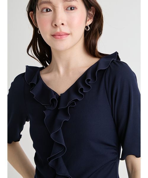 CELFORD(セルフォード)の「【洗える】ラッフルカットトップス(Tシャツ/カットソー・レディース・オフホワイト/サックスブルー/ネイビー・38/36)」の9枚目の写真