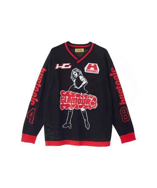 HYSTERIC GLAMOUR（ヒステリックグラマー）の「HYSTERIC84ジャカードメッシュ プルオーバー（ニット/セーター・レディース・ブラック/ピンク/ホワイト・FREE）」の2枚目の写真
