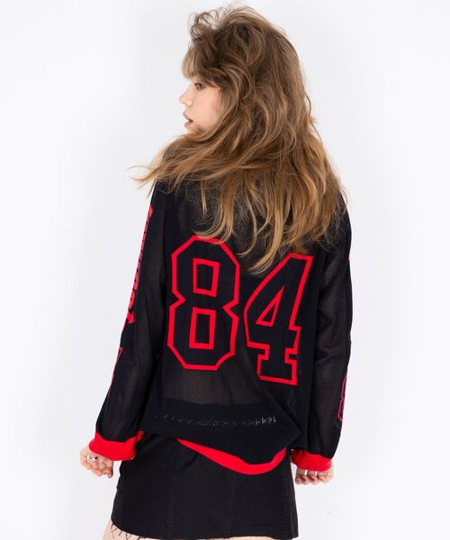 HYSTERIC GLAMOUR（ヒステリックグラマー）の「HYSTERIC84ジャカードメッシュ プルオーバー（ニット/セーター・レディース・ブラック/ピンク/ホワイト・FREE）」の8枚目の写真