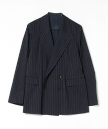 Robes & Confections/ローブス&コンフェクションズ/ストレッチリネンコットン　ピンストライプダブルJKT