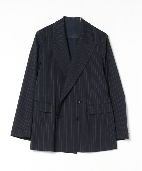 ROYAL FLASH（ロイヤルフラッシュ）の「＠ストレッチリネンコットン　ピンストライプダブルＪＫ（その他アウター・レディース・その他3/ネイビー・2）」の2枚目の写真