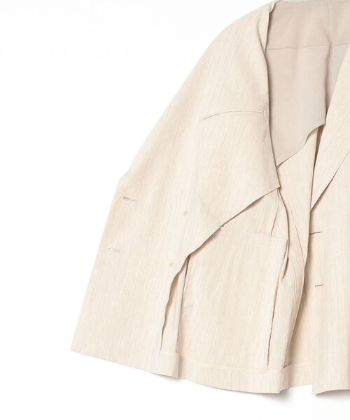 ROYAL FLASH（ロイヤルフラッシュ）の「＠ストレッチリネンコットン　ピンストライプダブルＪＫ（その他アウター・レディース・その他3/ネイビー・2）」の4枚目の写真