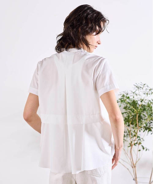 Marilyn Moon（マリリンムーン）の「tuck frill flare half sleeve shirt（シャツ/ブラウス・レディース・ネイビー/キャメル/ホワイト/グレー/サックスブルー・FREE）」の7枚目の写真