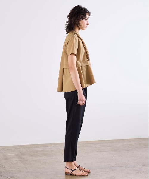 Marilyn Moon（マリリンムーン）の「tuck frill flare half sleeve shirt（シャツ/ブラウス・レディース・ネイビー/キャメル/ホワイト/グレー/サックスブルー・FREE）」の15枚目の写真