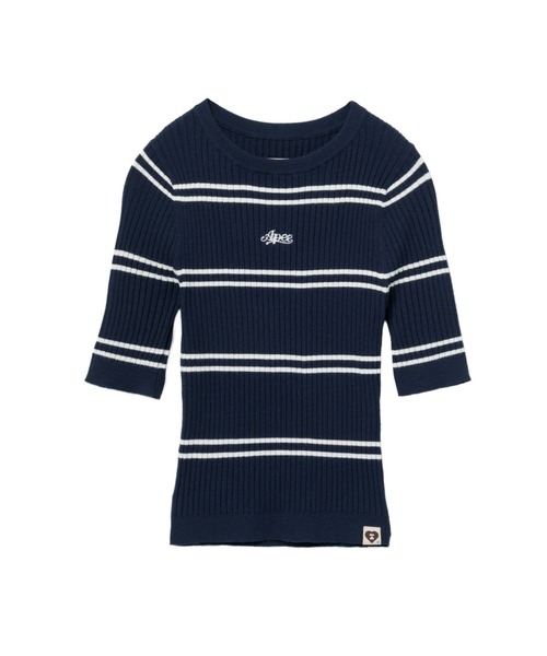 APEE BY A BATHING APE(エイピーバイアベイシングエイプ)の「FITTED STRIPES SWEATER(ニット/セーター・レディース・ネイビー/アイボリー・X-SMALL/SMALL)」の2枚目の写真