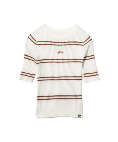APEE BY A BATHING APE(エイピーバイアベイシングエイプ)の「FITTED STRIPES SWEATER(ニット/セーター・レディース・ネイビー/アイボリー・X-SMALL/SMALL)」の1枚目の写真