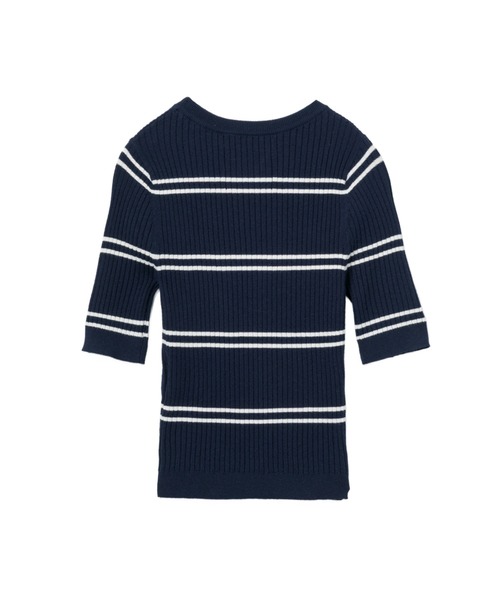 APEE BY A BATHING APE(エイピーバイアベイシングエイプ)の「FITTED STRIPES SWEATER(ニット/セーター・レディース・ネイビー/アイボリー・X-SMALL/SMALL)」の4枚目の写真