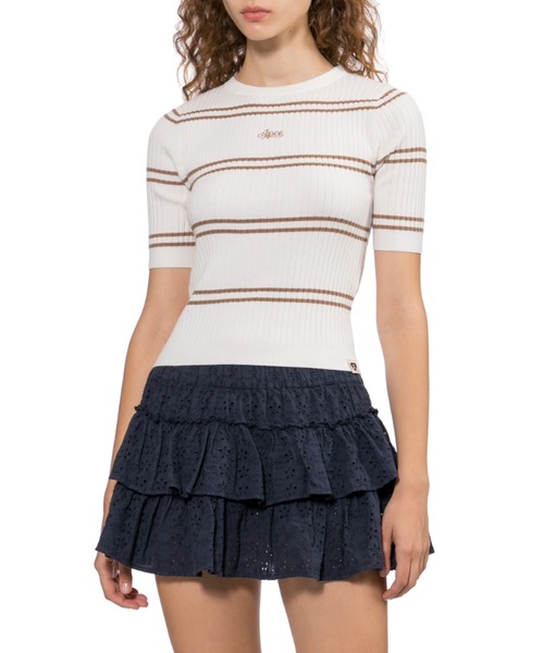 APEE BY A BATHING APE(エイピーバイアベイシングエイプ)の「FITTED STRIPES SWEATER(ニット/セーター・レディース・ネイビー/アイボリー・X-SMALL/SMALL)」の5枚目の写真