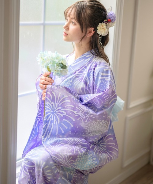 Catherine Cottage(キャサリンコテージ)の「2WAYセパレート浴衣セット(lady's)(浴衣・レディース・ブラック系3/ブルーパープル/ネイビー系1/ブラック/ライトブルー・FREE)」の5枚目の写真