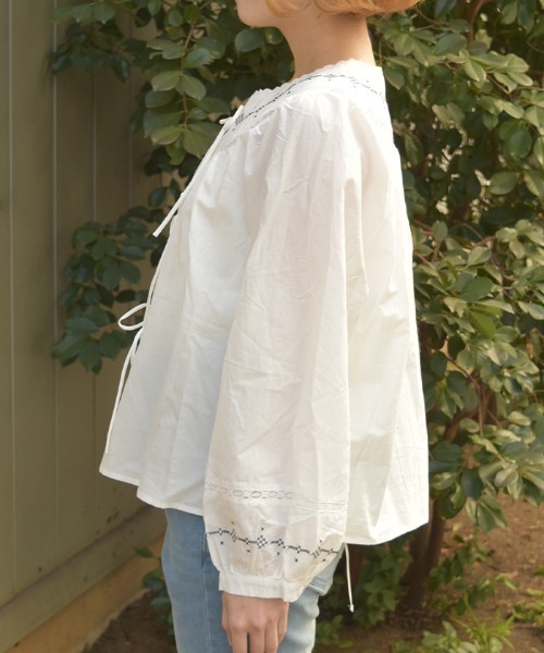 axes femme（アクシーズファム）の「コットンブラウス（シャツ/ブラウス・レディース・ネイビー/ホワイト・FREE）」の4枚目の写真