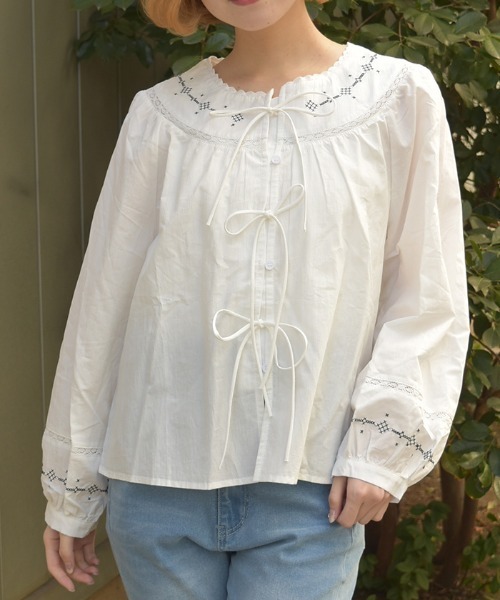 axes femme（アクシーズファム）の「コットンブラウス（シャツ/ブラウス・レディース・ネイビー/ホワイト・FREE）」の6枚目の写真