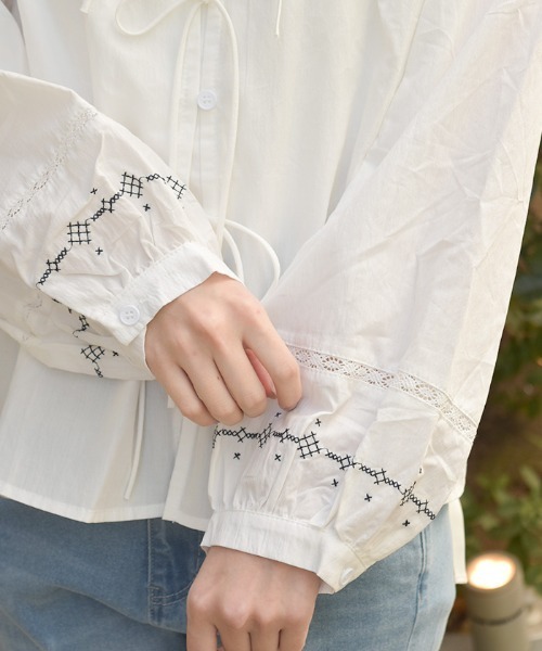 axes femme（アクシーズファム）の「コットンブラウス（シャツ/ブラウス・レディース・ネイビー/ホワイト・FREE）」の7枚目の写真