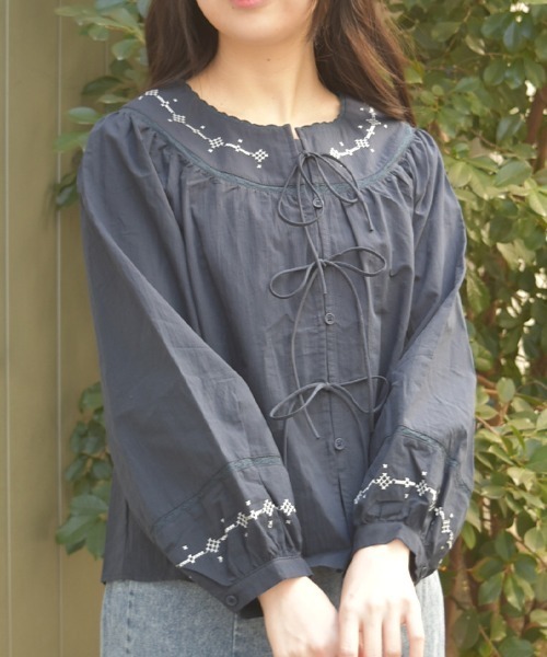 axes femme（アクシーズファム）の「コットンブラウス（シャツ/ブラウス・レディース・ネイビー/ホワイト・FREE）」の8枚目の写真