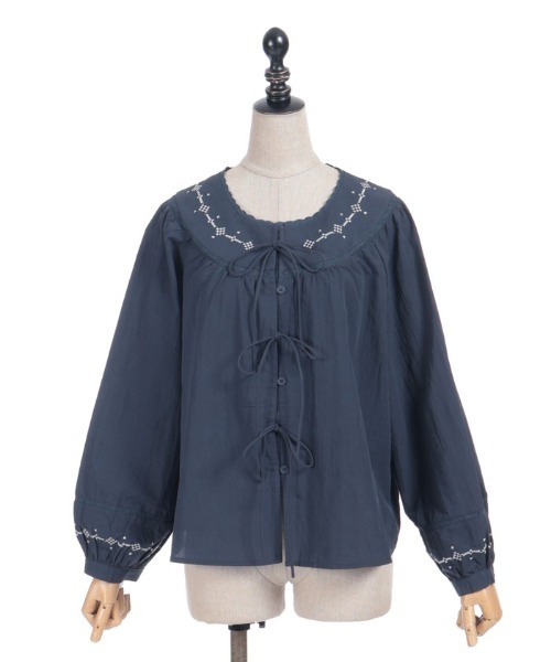 axes femme（アクシーズファム）の「コットンブラウス（シャツ/ブラウス・レディース・ネイビー/ホワイト・FREE）」の9枚目の写真