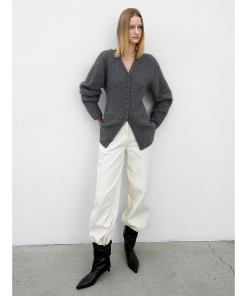ATELIER NAIN(アトリエナイン)の「ANGORA BLENDED KNIT CARDIGAN(CD-2234)(カーディガン/ボレロ・レディース・ヘザーグレー/アイボリー・FREE)」の3枚目の写真