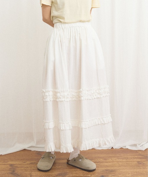 fig London(フィグロンドン)の「deco skirt(スカート・レディース・ホワイト/ブラック/チェック・FREE)」の1枚目の写真